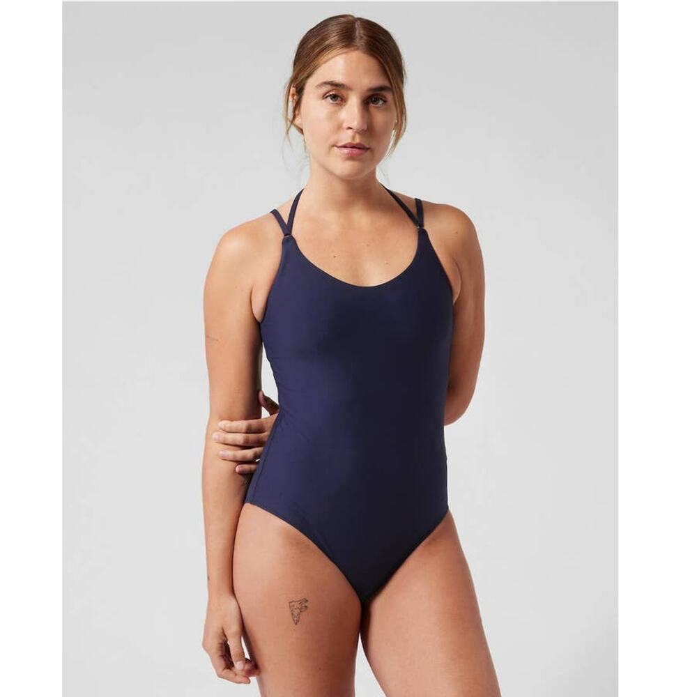 NWT Athleta Keyhole One Piece Swimsuit - SMALL PETITE - dress blue - SP
